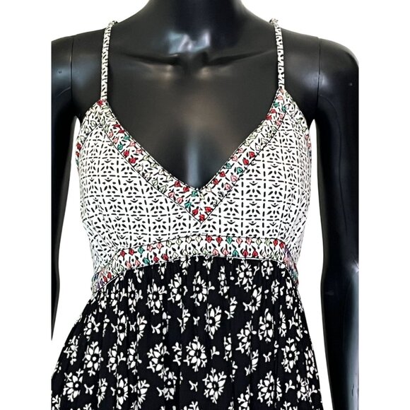 Love Sam Anthropologie Boho Floral Mixed Print Maxi Dress Small Empire Waist - Picture 5 of 11